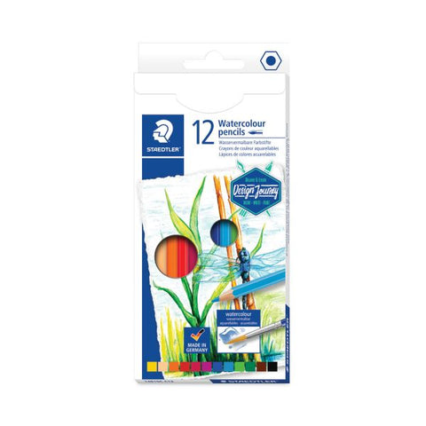 Staedtler Watercolor Pencils, 2.9 mm, HB (#2), Assorted Lead and Barrel Colors, 12/Pack