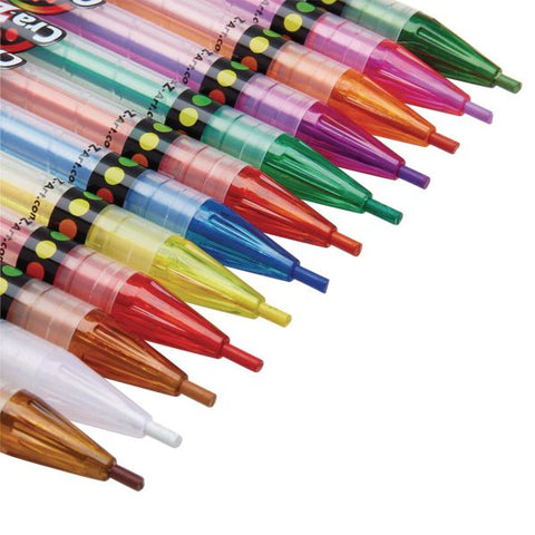 Cra-Z-Art Twist Up Colored Pencils, 24 Assorted Lead Colors, Clear Barrel, 24/Set