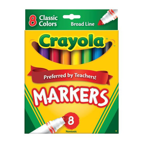 Crayola Broad Line Markers, Assorted Classic Colors, Pack Of 8