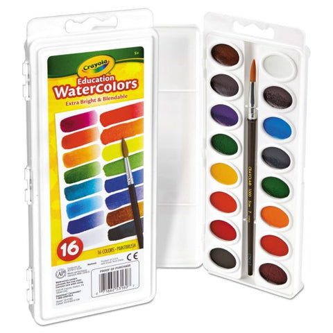 Crayola Watercolors, 16 Assorted Colors, Palette Tray