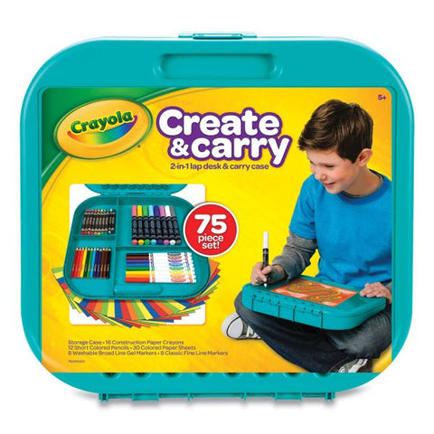 Crayola Create N' Carry Case, Combo Art Storage Case and Lap Desk, 75 Pieces