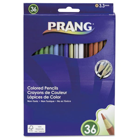 Prang Colored Pencil Sets, 3.3 mm, 2B, Assorted Lead and Barrel Colors, 36/Pack