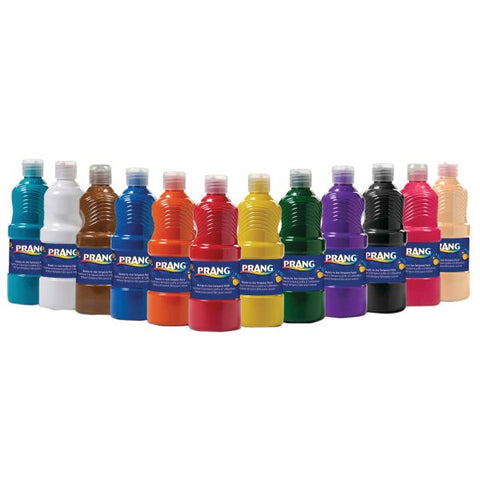 Prang Ready-To-Use Tempera Paint, 16 Oz., Assorted Colors, Pack Of 12