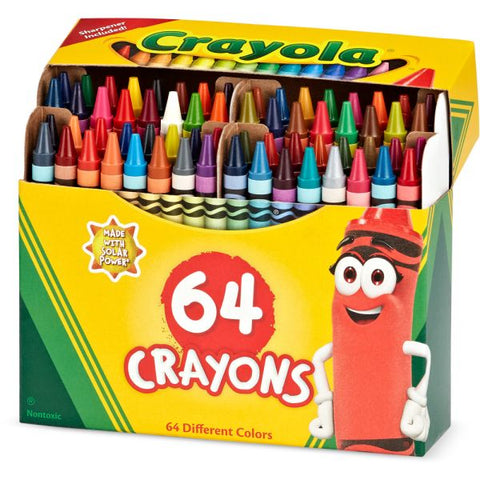 Crayola Standard Crayons With Built-In Sharpener, Assorted Colors, Box Of 64 Crayons