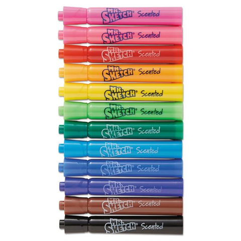 Mr. Sketch Scented Watercolor Marker Classroom Pack, Broad Chisel Tip, Assorted Colors, 36/Pack