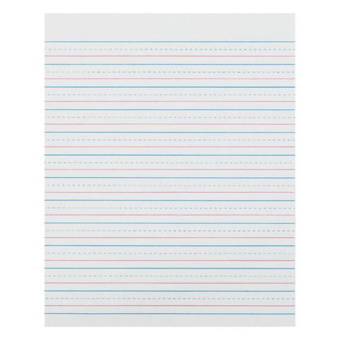 Zaner-Bloser Pacon Broken Midline Sulphite Paper - 500 Sheets - 0.50" Ruled - 8" x 10 1/2" - White Paper - 500 / Ream