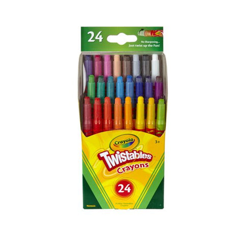 Crayola Twistables Crayons With Plastic Container, Mini Size, Assorted Colors, Pack Of 24 Crayons