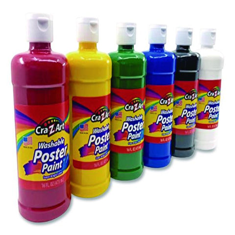 Cra-Z-Art Washable Kids Paint, Assorted Colors, 16 oz Bottle, 6/Pack