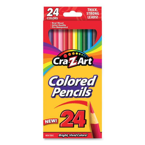 Cra-Z-Art Colored Pencils, 24 Assorted Lead and Barrel Colors, 24/Set