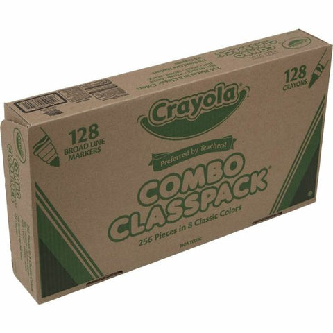 Crayola Crayons And Markers Combo Classpack, Conical Point, Assorted Colors, Box Of 256 Pieces