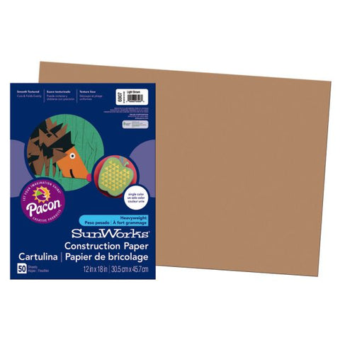 Prang Construction Paper, 12" x 18", Light Brown, Pack Of 50