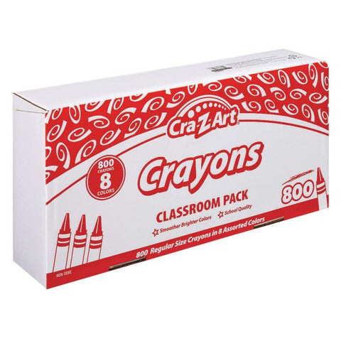 Cra-Z-Art Crayons, 8 Assorted Colors, 800/Pack