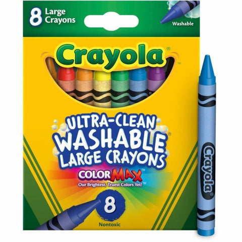 Crayola Washable Crayons, Large, Assorted Colors, Box Of 8 Crayons