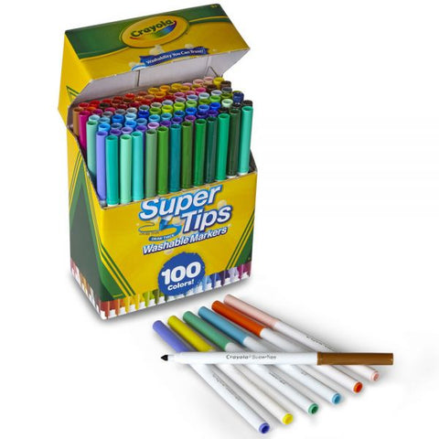 Crayola Washable Super Tips Markers, Assorted Colors, Pack Of 100 Markers