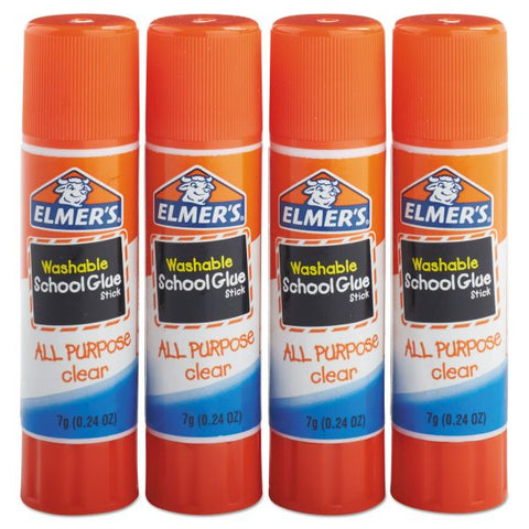 Elmer's Washable School Glue Sticks, 0.24 Oz, Pack Of 4