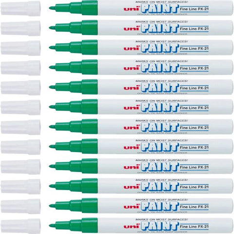 Uni-Paint Markers, Fine Point, Green, Pack Of 12