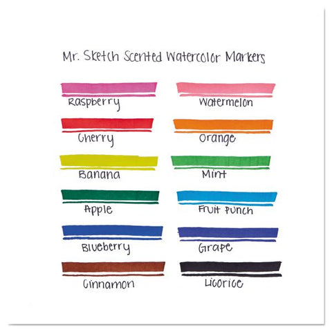 Mr. Sketch Scented Watercolor Marker Classroom Pack, Broad Chisel Tip, Assorted Colors, 36/Pack