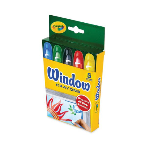 Crayola Washable Window Crayons, Assorted Colors, Box Of 5