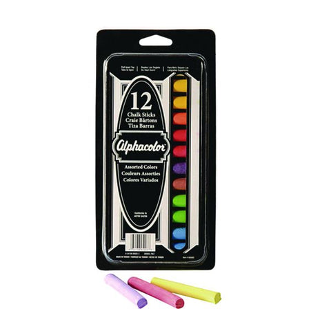 Quartet Colored Chalk, Low Dust, Assorted Colors, 12 Sticks Per Pack