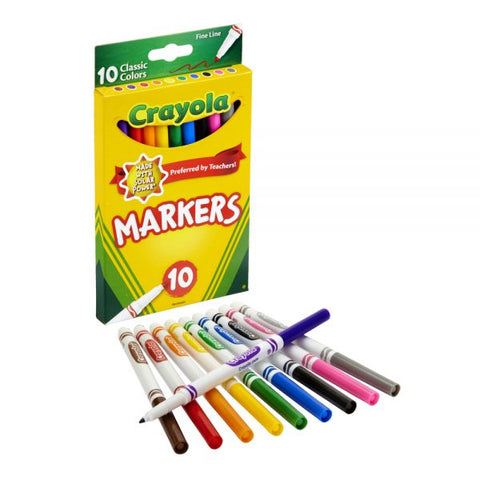 Crayola Fine Line Markers, Assorted Classic Classpack, Pack Of 10