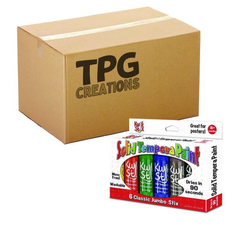 TPG Creations Kwik Stick Tempera Paint, 6 Assorted Classic Colors, 6/Pack, 12 Packs/Carton