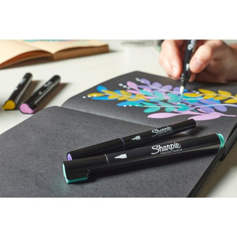 Sharpie Creative Water-Based Acrylic Markers, Brush Tip, Assorted Colors, Pack Of 12 Markers