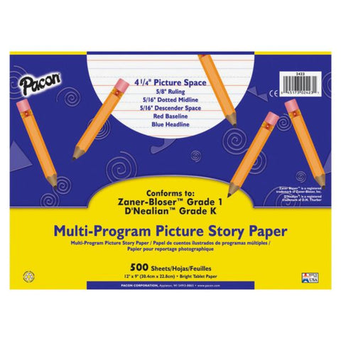 Pacon Multi-Program Handwriting Picture Story Paper, Pack Of 500