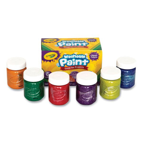 Crayola Washable Paint, 6 Assorted Classic Colors, 2 oz Bottle, 6/Pack