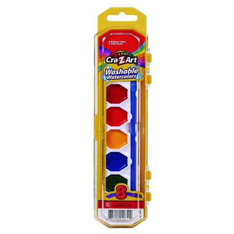 Cra-Z-Art Washable Watercolors, 8 Assorted Colors, Palette Tray