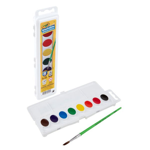 Crayola Washable Watercolor Set With Brush, Assorted Colors