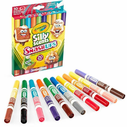 Crayola Silly Scents Smash Up Dual Ended Markers, Broad Tip, Assorted, 10/Pack