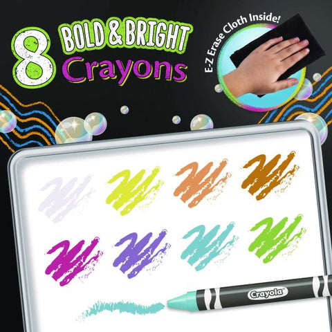 Crayola Washable Dry Erase Crayons w/E-Z Erase Cloth, Assorted Bright Colors, 8/Box