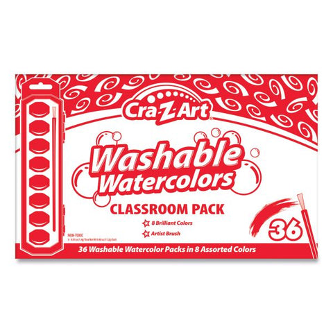 Cra-Z-Art Washable Watercolor Classroom Pack, 8-Color Kits (Assorted Colors), 36 Kits/Box