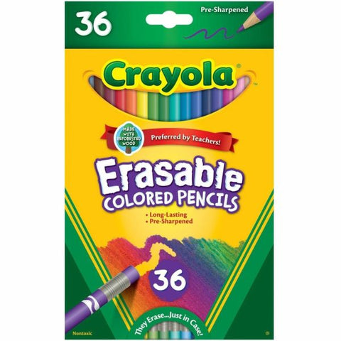 Crayola Erasable Colored Pencils, Pack Of 36, 3.3 mm, Assorted Colors