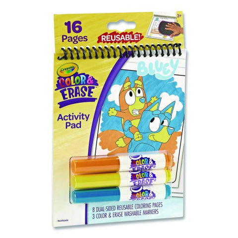 Crayola Bluey Color and Erase Reusable Activity Pad, (16) Coloring Pages, (3) Bluey Collection Markers