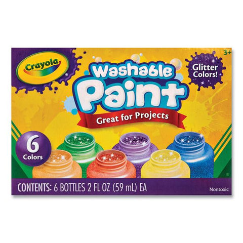 Crayola Washable Paint, 6 Assorted Classic Colors, 2 oz Bottle, 6/Pack