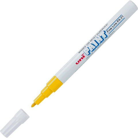 UniBall Oil-Base Fine Line uni Paint Markers - Fine Marker Point - Yellow Oil Based Ink - 1 Each