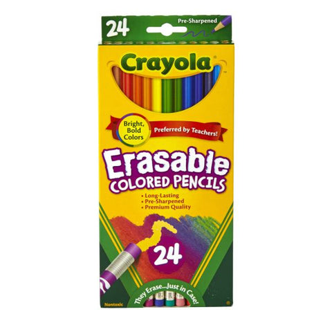 Crayola Erasable Colored Pencils, Assorted Colors, Pack Of 24 Colored Pencils