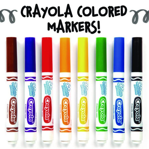 Crayola Broad Line Washable Markers, Broad Bullet Tip, Black, 12/Box