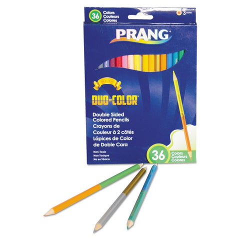 Prang Duo-Color Colored Pencil Sets, 3 mm, 2B, Assorted Lead and Barrel Colors, 18/Pack