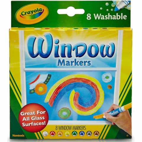 Crayola Washable Window Markers, Conical Tip, Assorted Colors, Box Of 8