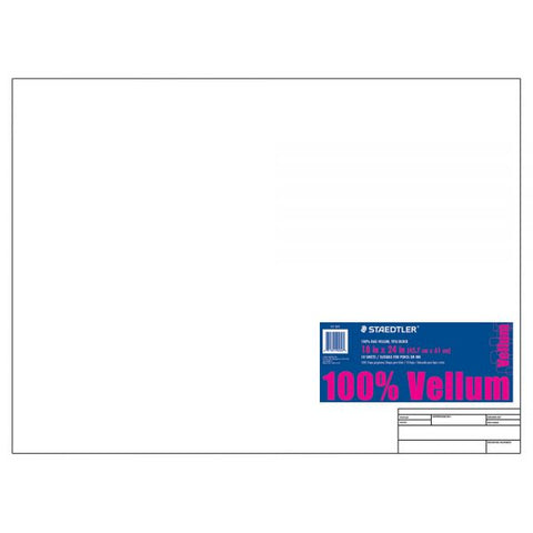 Staedtler Vellum Paper With Title Block & Border, 18" x 24", 10 Sheets, White