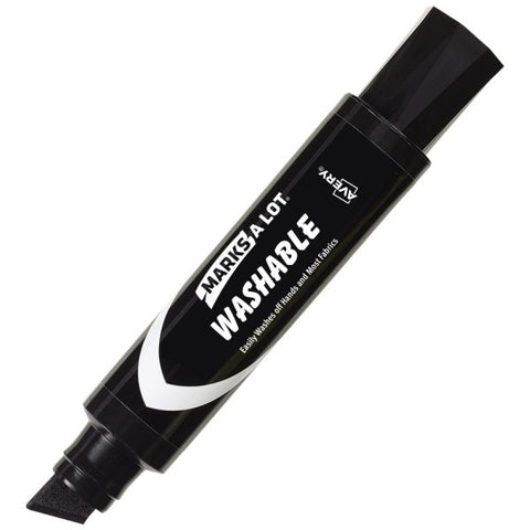 Avery Marks A Lot Jumbo Washable Marker, Chisel Tip, Black