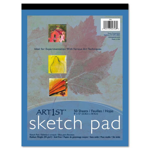 Pacon Art1st Sketch Pad, Unruled, 50 White 9 x 12 Sheets