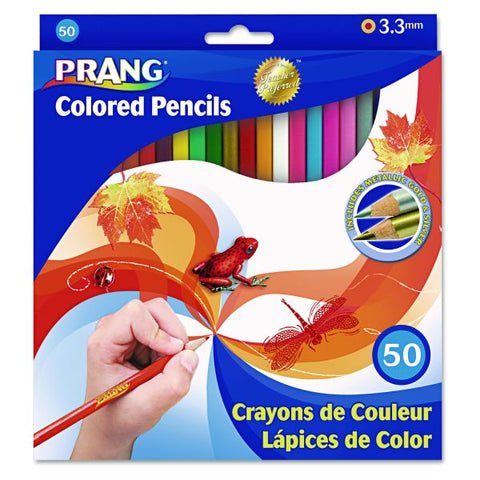 Prang Colored Pencil Sets, 3.3 mm, 2B, Assorted Lead and Barrel Colors, 50/Pack