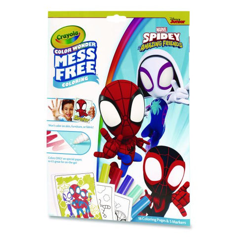 Crayola Spidey and His Amazing Friends Color Wonder Kit, (18) Action-Packed Coloring Pages; (5) Spider-Man Collection Markers