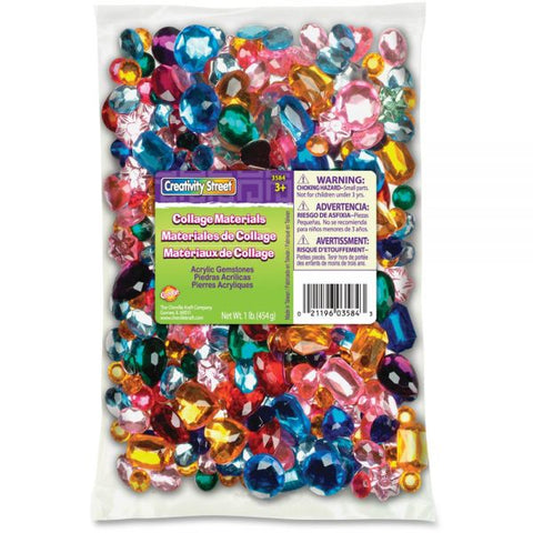 Creativity Street Acrylic Gemstones & Buttons, Assorted Sizes, Assorted Colors, 1 Lb Bag