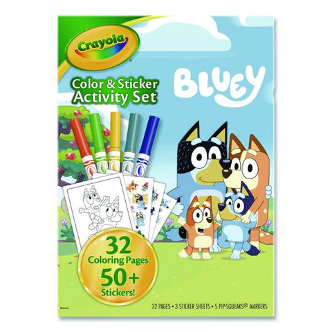 Crayola Bluey Color and Sticker Activity Set, (32) Coloring Sheets, (51) Stickers, (5) Pip-Squeaks Markers