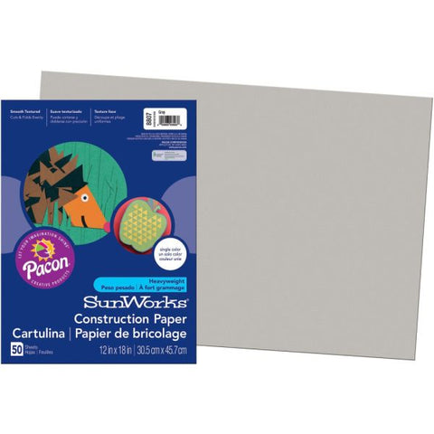 Prang Construction Paper, 12" x 18", Gray, Pack Of 50