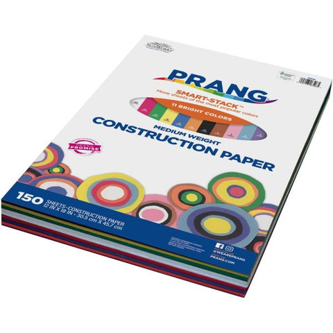 Prang Smart-Stack Heavyweight Construction Paper, 12" x 18", Assorted, Pack Of 150